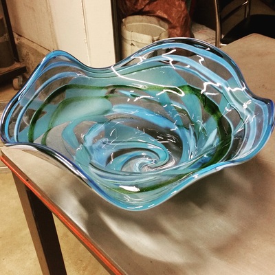 Beautiful glass bowl made right here in Hermosa Beach by glass artist