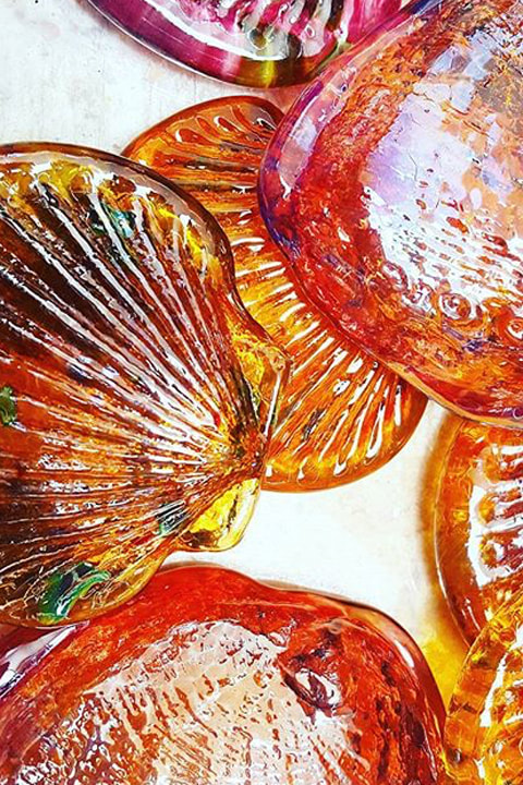 glass shells. stamped glass